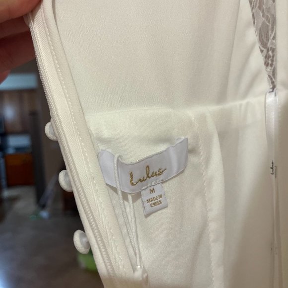 Lulu's Long-Lasting Love Ivory Lace V-Neck Mermaid Dress - Picture 11 of 15